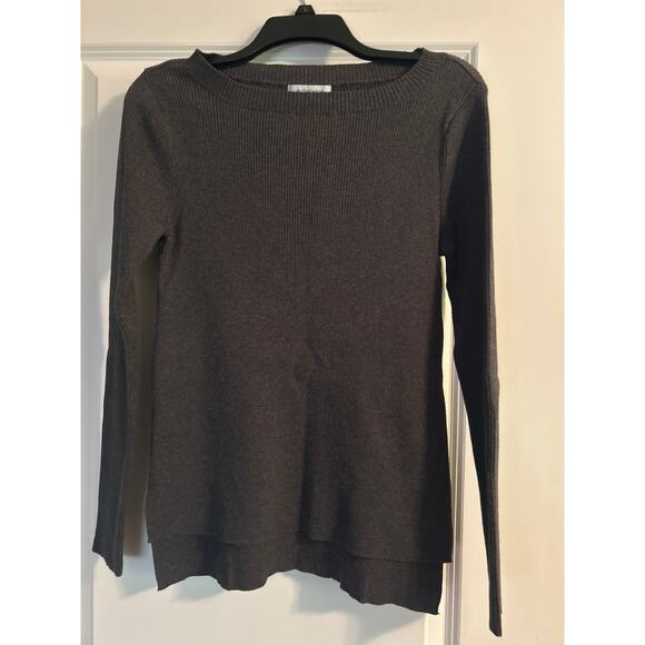 Vintage 1980s Liz Claiborne Women's Long Sleeve Gray Ribbed Sweater Size Medium - Picture 1 of 5
